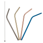 LURCH Slamky na pitie, zakrivené 21,5 cm, 4 farby vrátane flexibilnej čistiacej kefky
